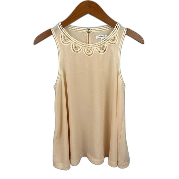 Madewell Tops - Madewell Cream Scallop Sheer Sleeveless Blouse Size 4